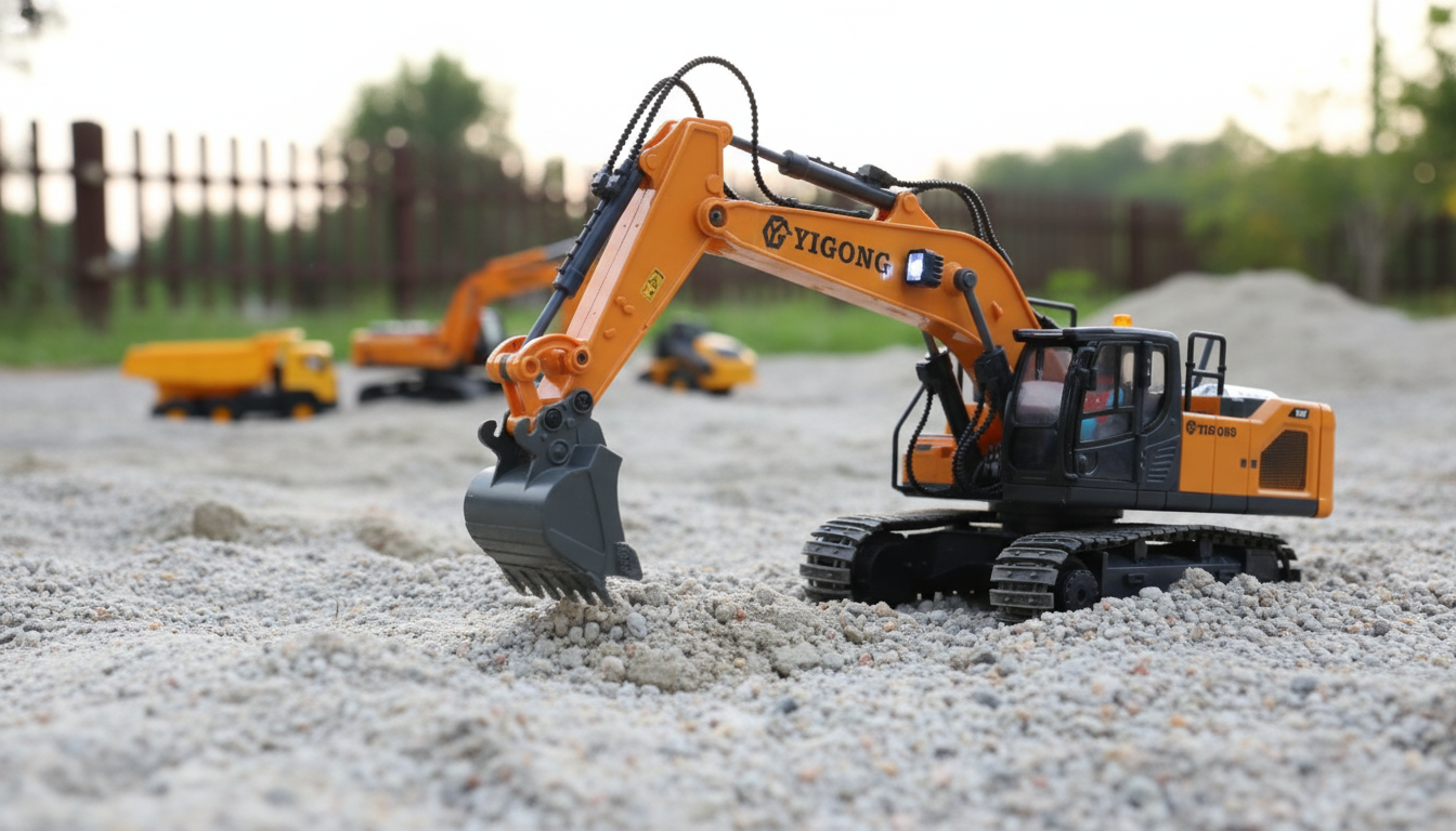 1:20 RC Excavator Toy Truck: 11CH, Lights & Sounds