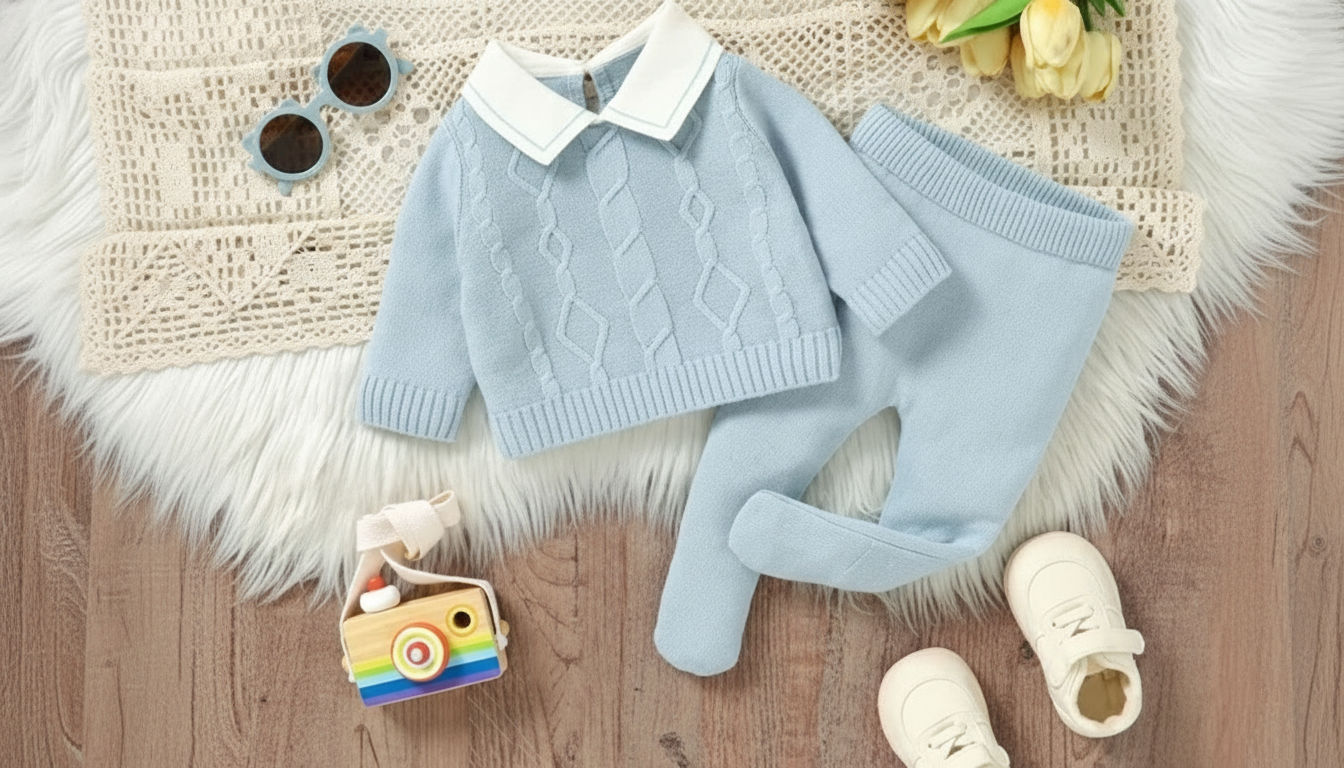 Cozy Cotton Newborn Boy Sweater & Pants Set: Fit & Care