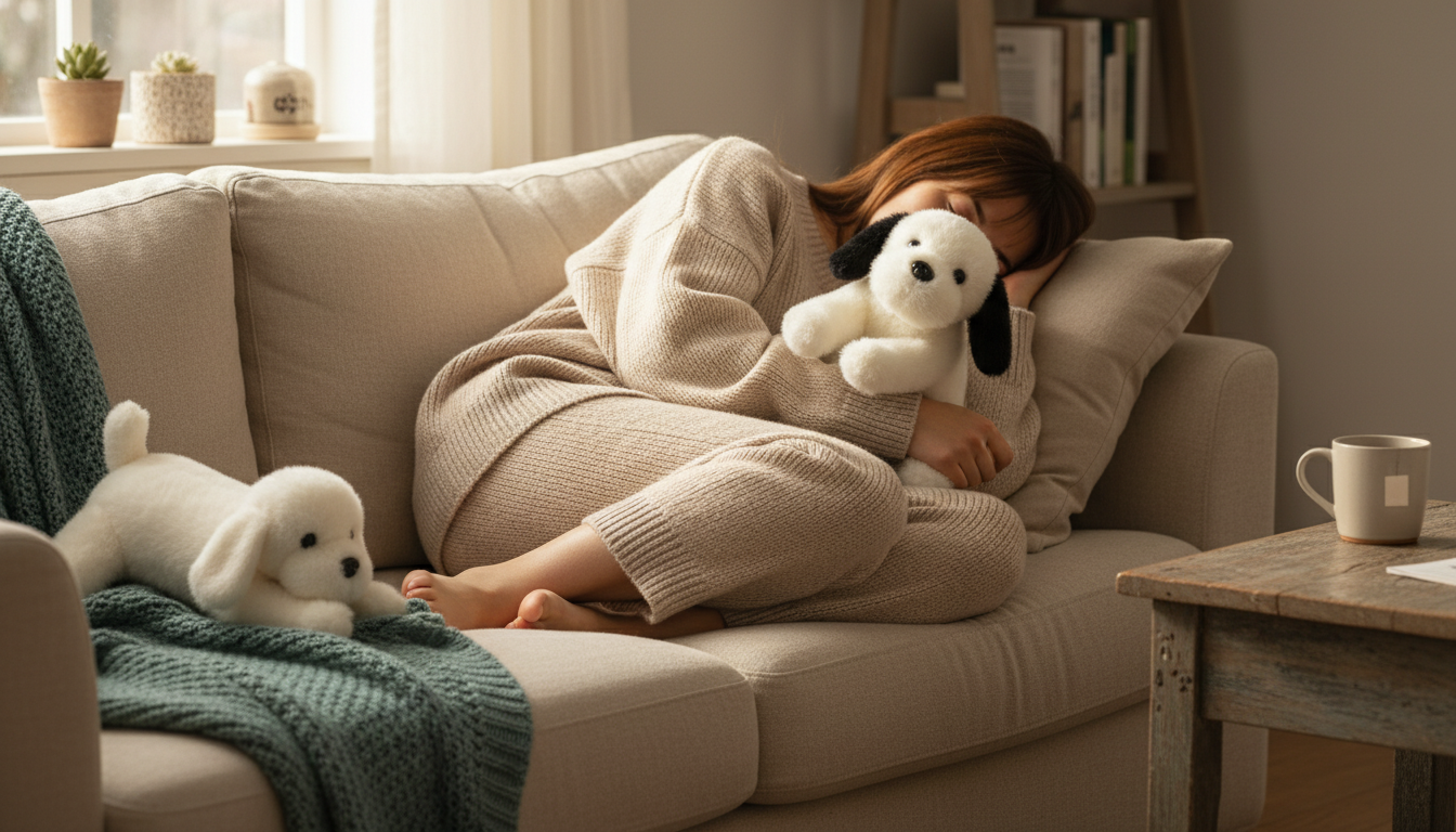 Cozy Puppy Plush Nap Pillow: Cute Handmade-Style Dog