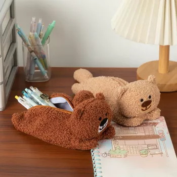 Plush Bear Pencil Case: Soft, Cute & Extra Roomy
